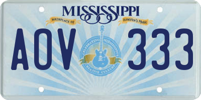 MS license plate AOV333