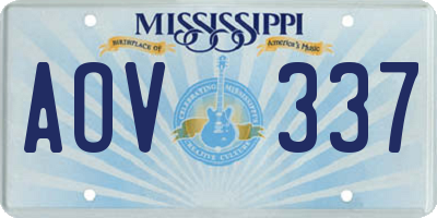 MS license plate AOV337