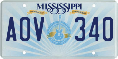 MS license plate AOV340