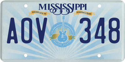MS license plate AOV348