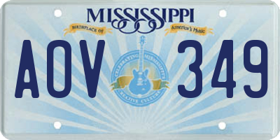 MS license plate AOV349