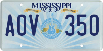 MS license plate AOV350