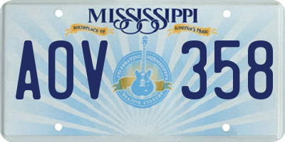 MS license plate AOV358