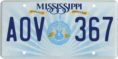 MS license plate AOV367
