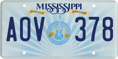 MS license plate AOV378