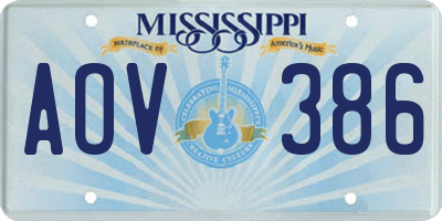 MS license plate AOV386