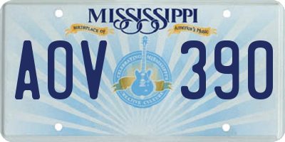 MS license plate AOV390