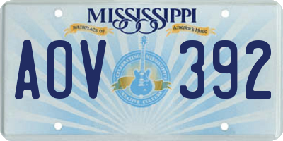 MS license plate AOV392