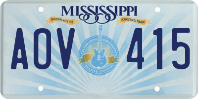 MS license plate AOV415
