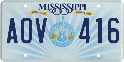 MS license plate AOV416