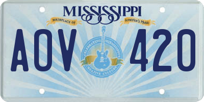 MS license plate AOV420