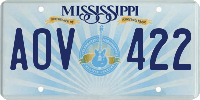 MS license plate AOV422