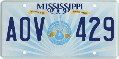 MS license plate AOV429