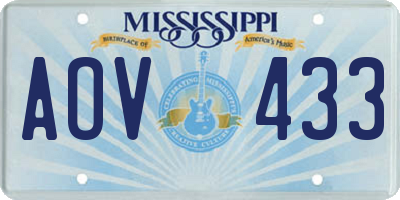 MS license plate AOV433