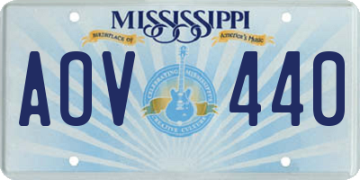 MS license plate AOV440