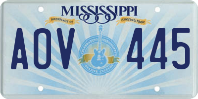 MS license plate AOV445