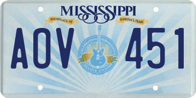 MS license plate AOV451
