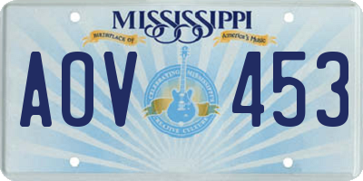MS license plate AOV453