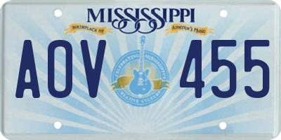MS license plate AOV455
