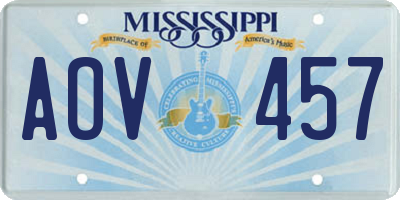 MS license plate AOV457