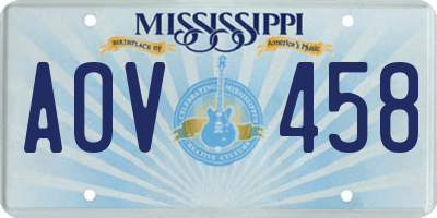 MS license plate AOV458
