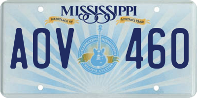 MS license plate AOV460