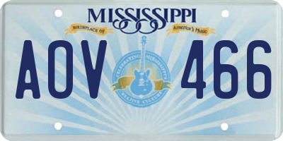 MS license plate AOV466