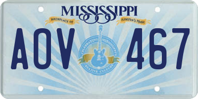 MS license plate AOV467