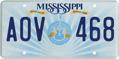 MS license plate AOV468