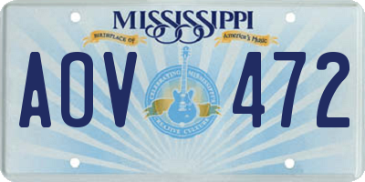 MS license plate AOV472