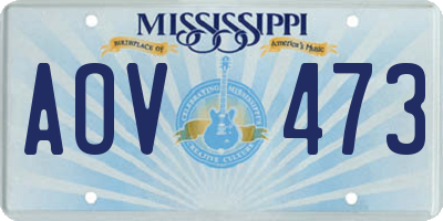 MS license plate AOV473