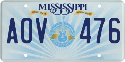 MS license plate AOV476