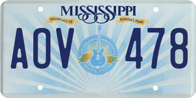 MS license plate AOV478
