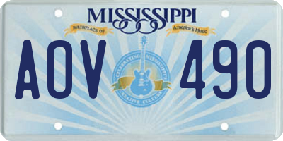 MS license plate AOV490