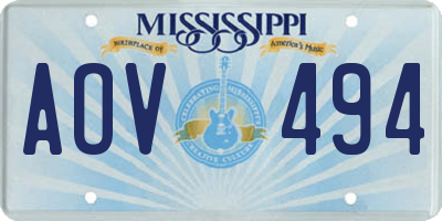MS license plate AOV494