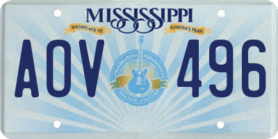 MS license plate AOV496
