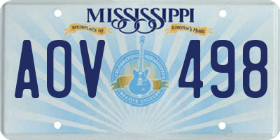 MS license plate AOV498