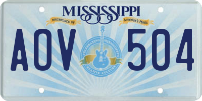 MS license plate AOV504