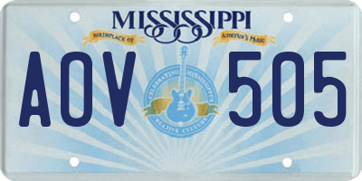 MS license plate AOV505