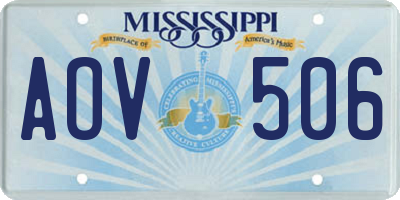MS license plate AOV506
