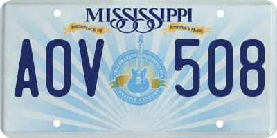 MS license plate AOV508