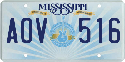 MS license plate AOV516