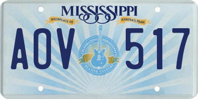 MS license plate AOV517
