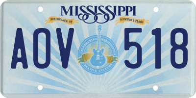 MS license plate AOV518