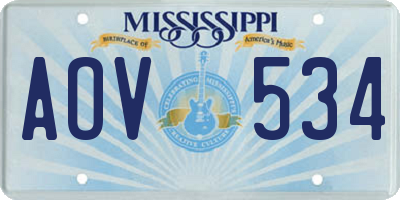 MS license plate AOV534