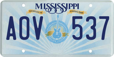MS license plate AOV537