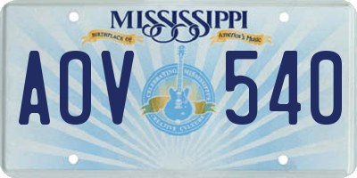 MS license plate AOV540