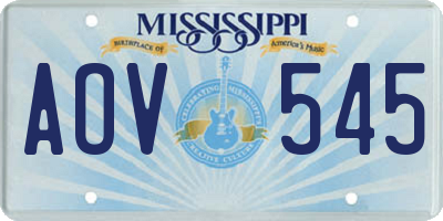 MS license plate AOV545
