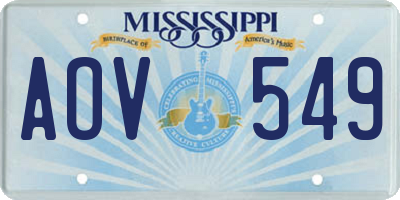 MS license plate AOV549