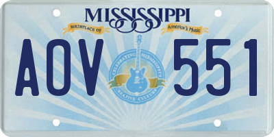 MS license plate AOV551